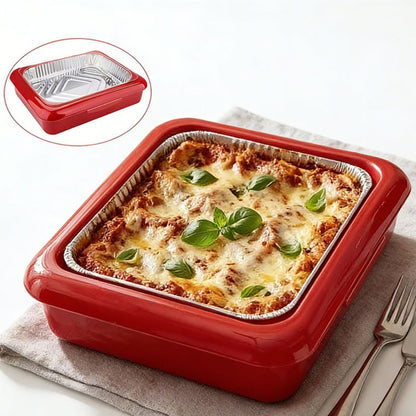Aluminum Foil Tray with Lid - Insulated Stackable BBQ & Salad Serving Container for Outdoor Picnic