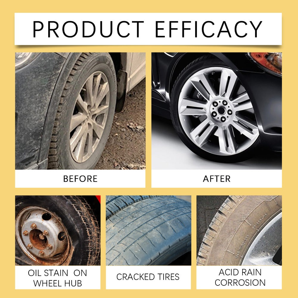 Tire Polishing Paste 2pcs with Sponge – Beeswax Formula Tire Shine & Retreading Paste, Rust Removal, Anti-Fouling, Lasting Black Gloss