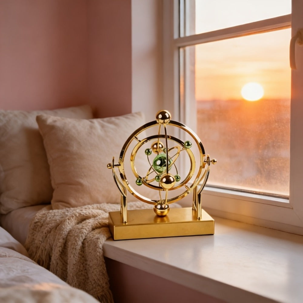 Perpetual Motion Pendulum Desk Decor - Cosmic Swing Solar System Planets Atomic Model Science for Entryways, Bedrooms and Living Spaces