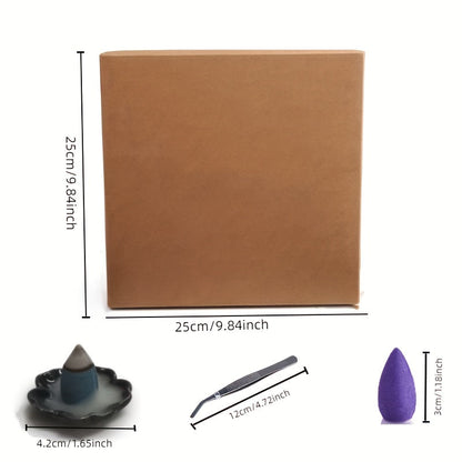 Backflow Incense Cones 360pcs Waterfall Smoke Effect Natural Scents Rose Jasmine Lavender Tulip for Incense Burner Meditation Yoga Gift