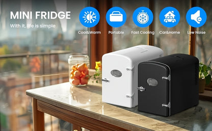 Mini Fridge Portable Cooler & Warmer 9-Can 1.59 Gal with Window for Entryways, Bedrooms and Living Spaces