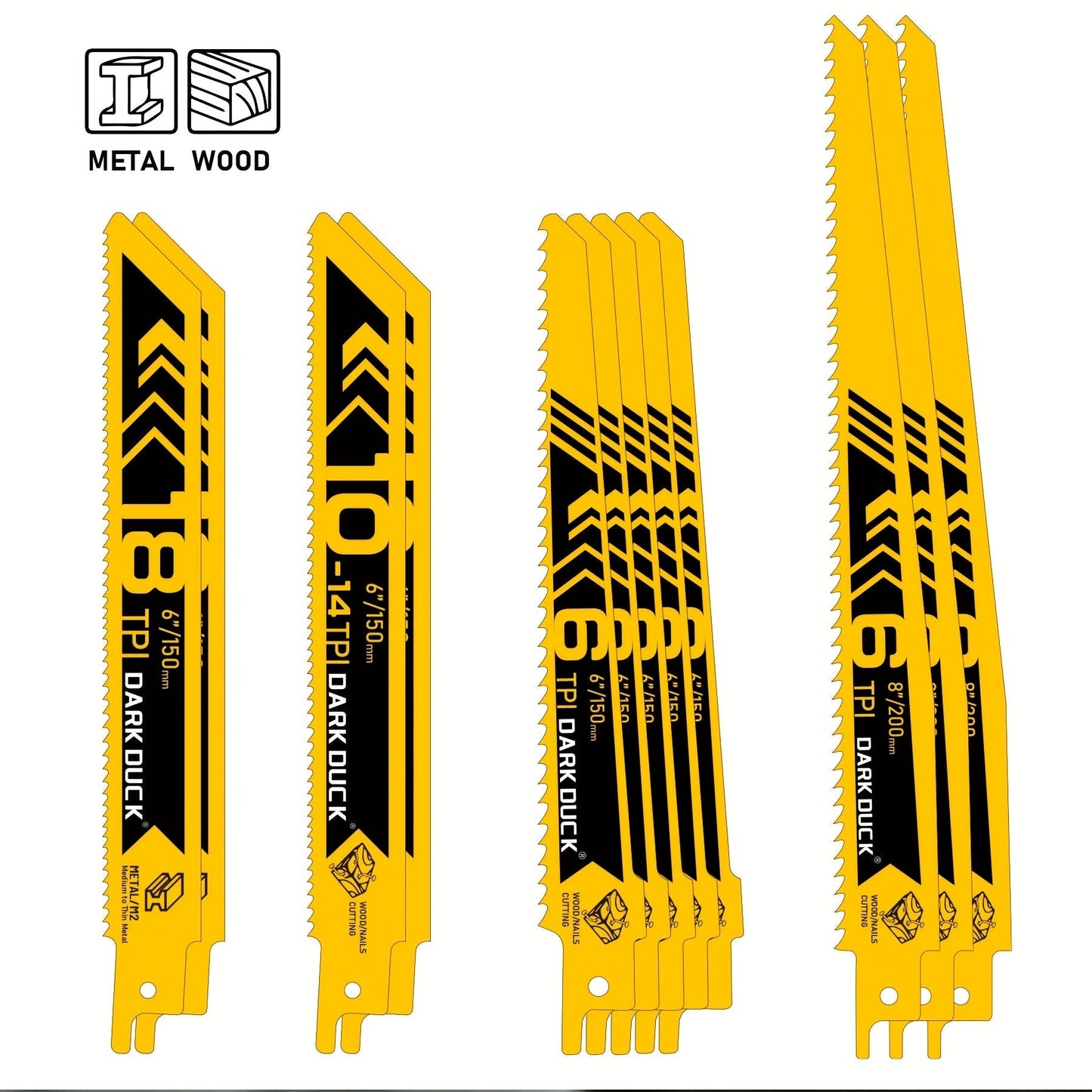 Reciprocating Saw Blade Set with 12-Piece Assortment or Six-Blade DK80066 Checkout Option for Wood and Metal