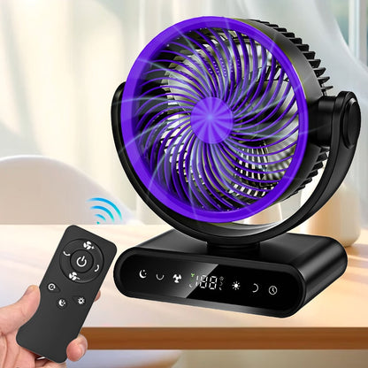 Camping Fan with LED Light Battery Powered 20000mAh 40000mAh 9-Inch 5-Speed Remote Control for Entryways, Bedrooms and Living Spaces