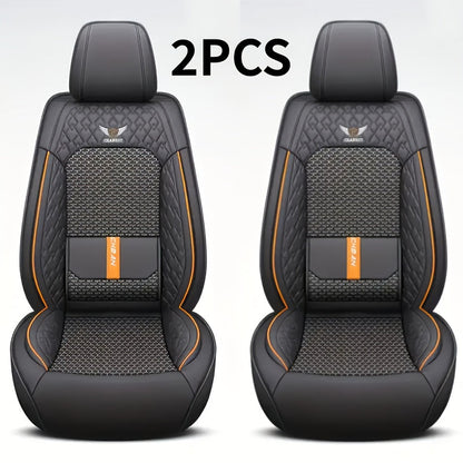 Car Seat Covers 3D Diamond-Embroidered Faux Leather with Two-Front or Five-Seat Set Options