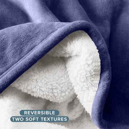 Sherpa Flannel Blanket, Double-Layer Ultra Throw for Bed, Sofa & Bedroom Decor, Better Sleep, 14 Colors