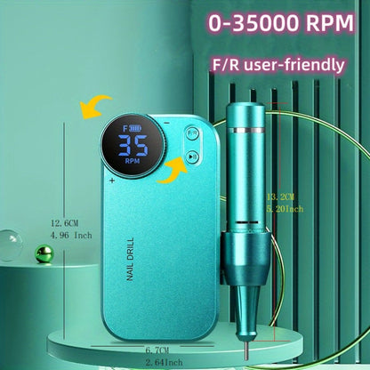 Electric Nail Polisher & Buffer Rechargeable High Power, Professional Manicure Pedicure Machine for Nail