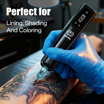 Cordless Tattoo Pen Machine Neebol Wireless Rotary Tattoo Gun with LCD Screen Display for Temporary Body Art, Festivals and Costumes