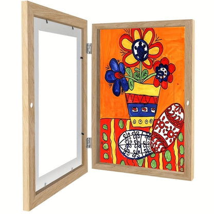 Kids Artwork Frames Front Opening Changeable 8.5x11 Inch Children Art Display Picture Frame for Drawing Crafts Photos Holds 130 Pieces Wood