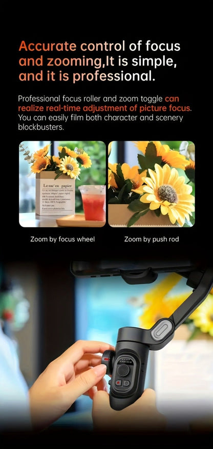 AOCHUAN Foldable 3-Axis Gimbal Stabilizer with Extendable Pole & Panoramic Gesture Control, AI Face Tracking Phone Gimbal