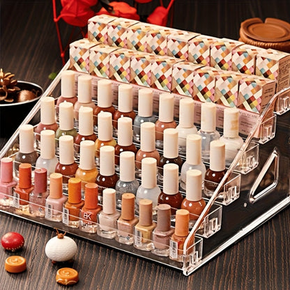 Nail Polish Organizer Acrylic Display Stand 4 Tier Clear Transparent Rack Gel Polish Holder Countertop Storage Shelf for Nail Studio Salon