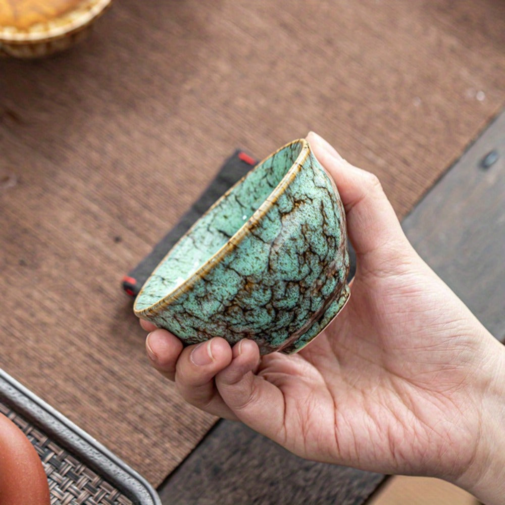 Jianzhan Ceramic Tea Cups Set of 5, Handmade Kiln-Changed Glazed Kung Fu Teacups, Traditional Chinese Porcelain