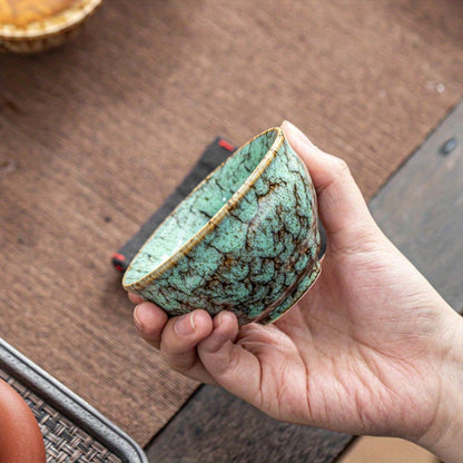 Jianzhan Ceramic Tea Cups Set of 5, Handmade Kiln-Changed Glazed Kung Fu Teacups, Traditional Chinese Porcelain