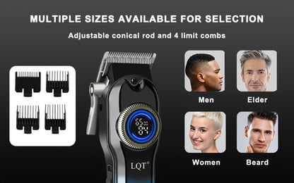 Hair Clipper LQT Blue Multi-Tool Grooming Set Options with Digital Displays, USB Charging and Guide Combs