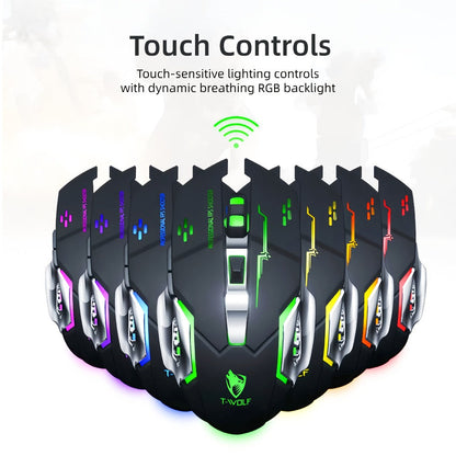 Wireless Gaming Mouse RGB Rechargeable T-WOLF 2.4GHz Large Mouse for PC Laptop Tablet Mac for an Everyday Personal Care Routine