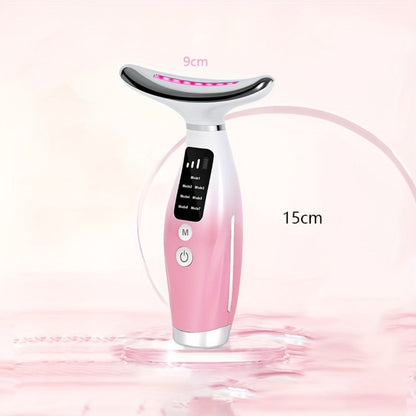 LED Light Therapy Face Neck Shoulder Massager 7-Color USB Rechargeable Multiple Adjustable Modes Facial for Home or Salon Spa Use