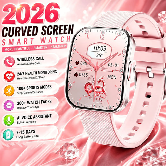 Smartwatch with 1.85-Inch Curved Touchscreen, Calling, Camera and Music Controls in Four Options