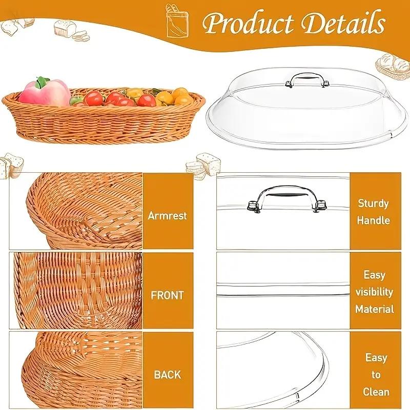 Woven Bread Basket in Square or Round Shape for Serving Bread, Fruit, Desserts and Snacks at Home or on the Dining Table