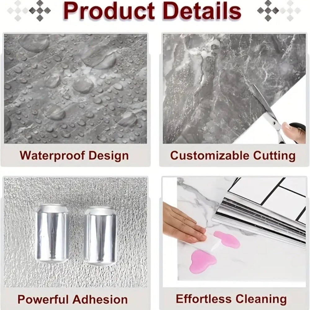 Peel and Stick Wall Tiles 50/100pcs PVC Marble Self Adhesive Vinyl Tile Stickers for Bathroom Kitchen Living Room