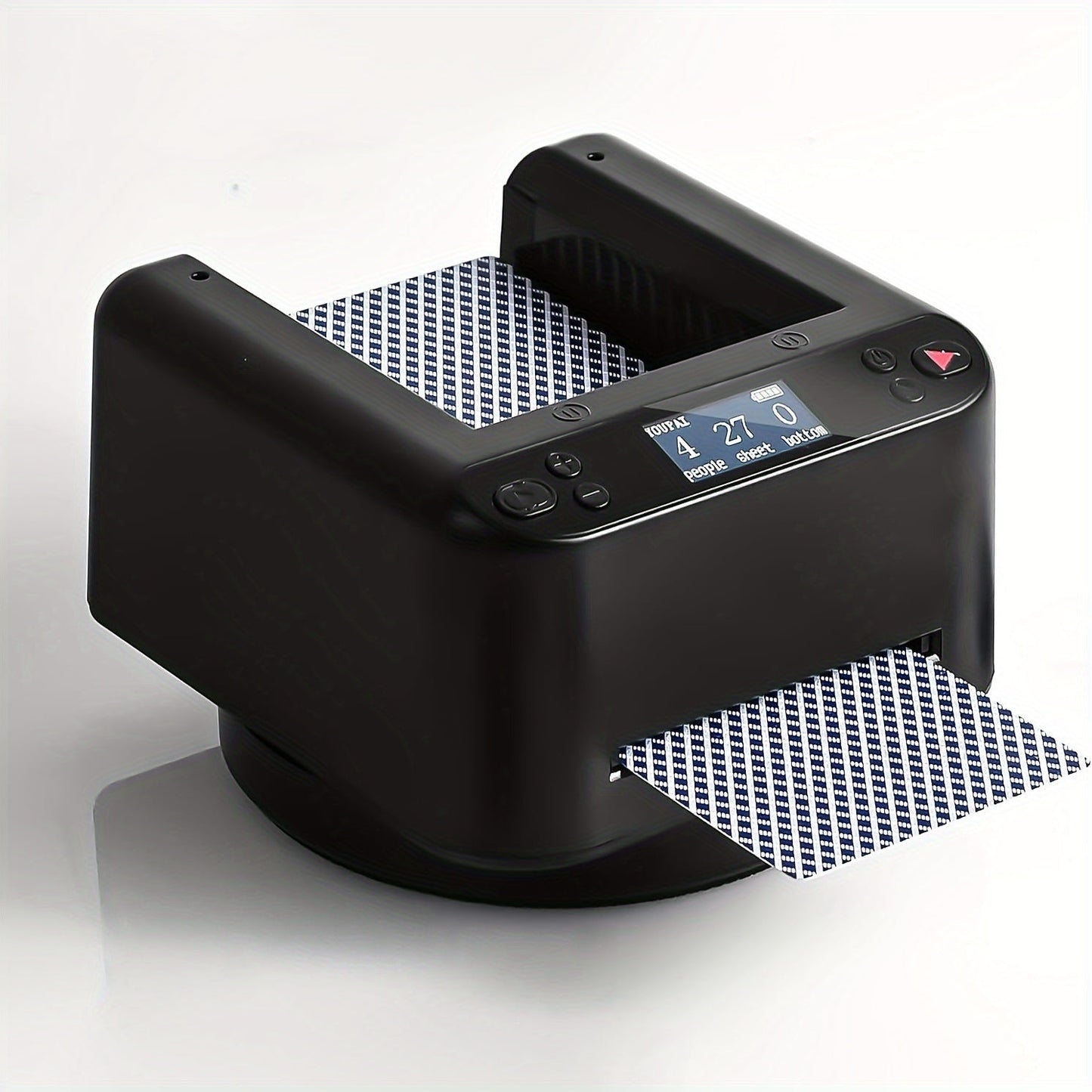 Rechargeable 360-Degree Automatic Card Dealer with Double-Layer Deck Tray, 5000mAh Battery and Black or White Finish