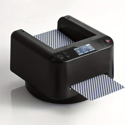 Rechargeable 360-Degree Automatic Card Dealer with Double-Layer Deck Tray, 5000mAh Battery and Black or White Finish