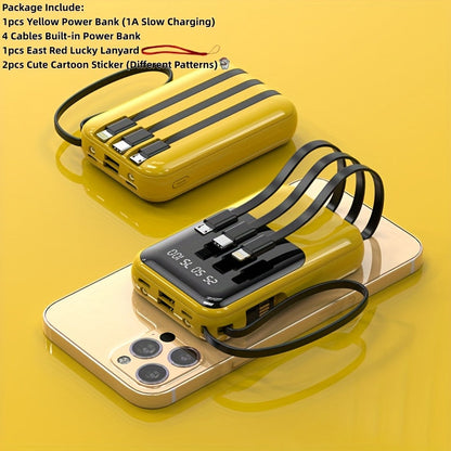 10000mAh Mini Power Bank 4 Built-In Cables Ultra-Bright LED Digital Display for an Everyday Personal Care Routine