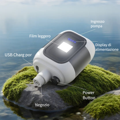 Portable Outdoor Shower with Light 2-in-1 – 2000mAh Rechargeable, Power Display, Spray Nozzle, Hose & Suction Cup – Camping, Hiking