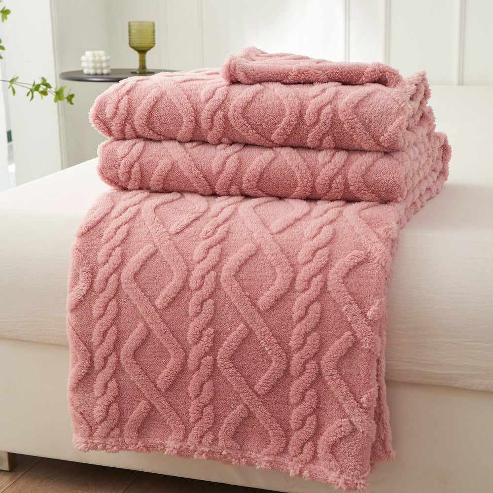 3D Plush Dense Weave Fleece Blanket, Ultra- Throw for Bed, Couch, Travel & Outdoor, Air-Conditioning Friendly
