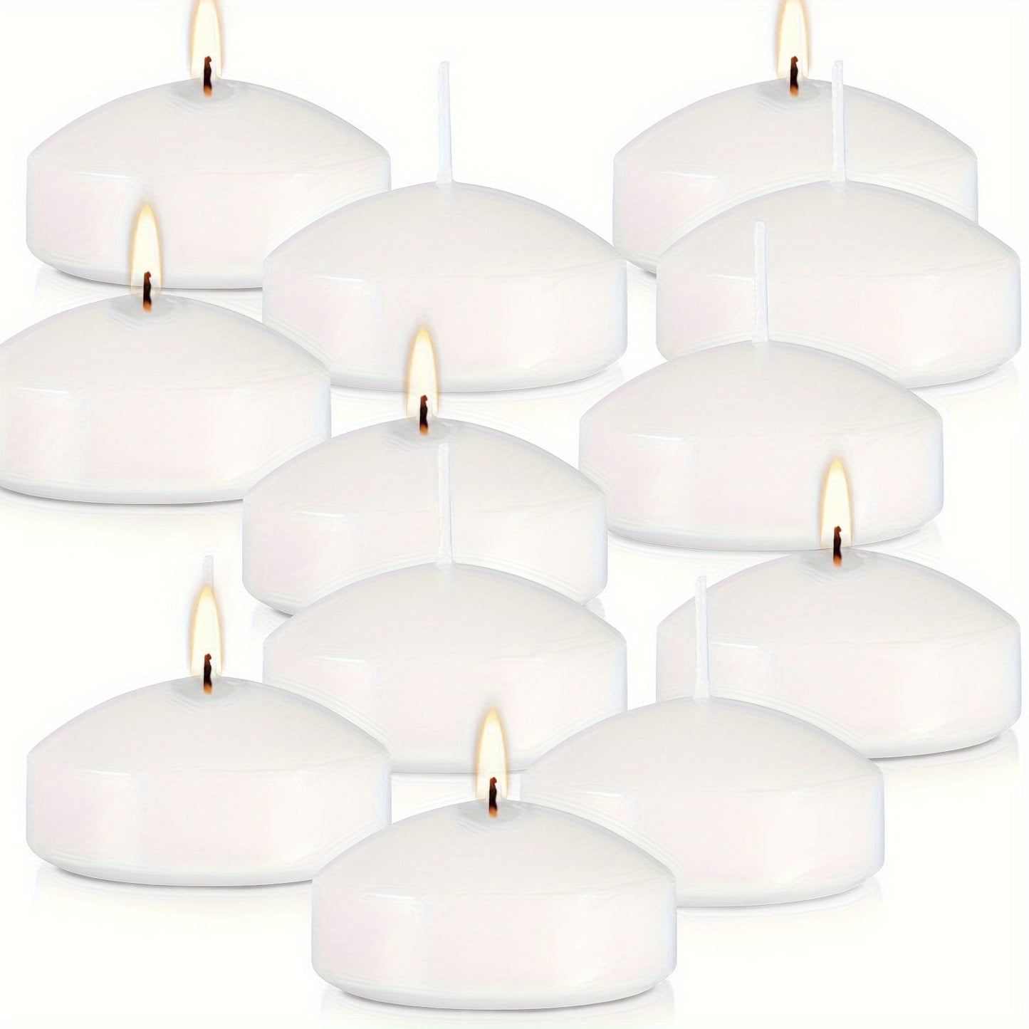 Floating Candles 2 Inch, 50 Pack White Paraffin Wax Candles for Wedding, Birthday, Valentine's Day