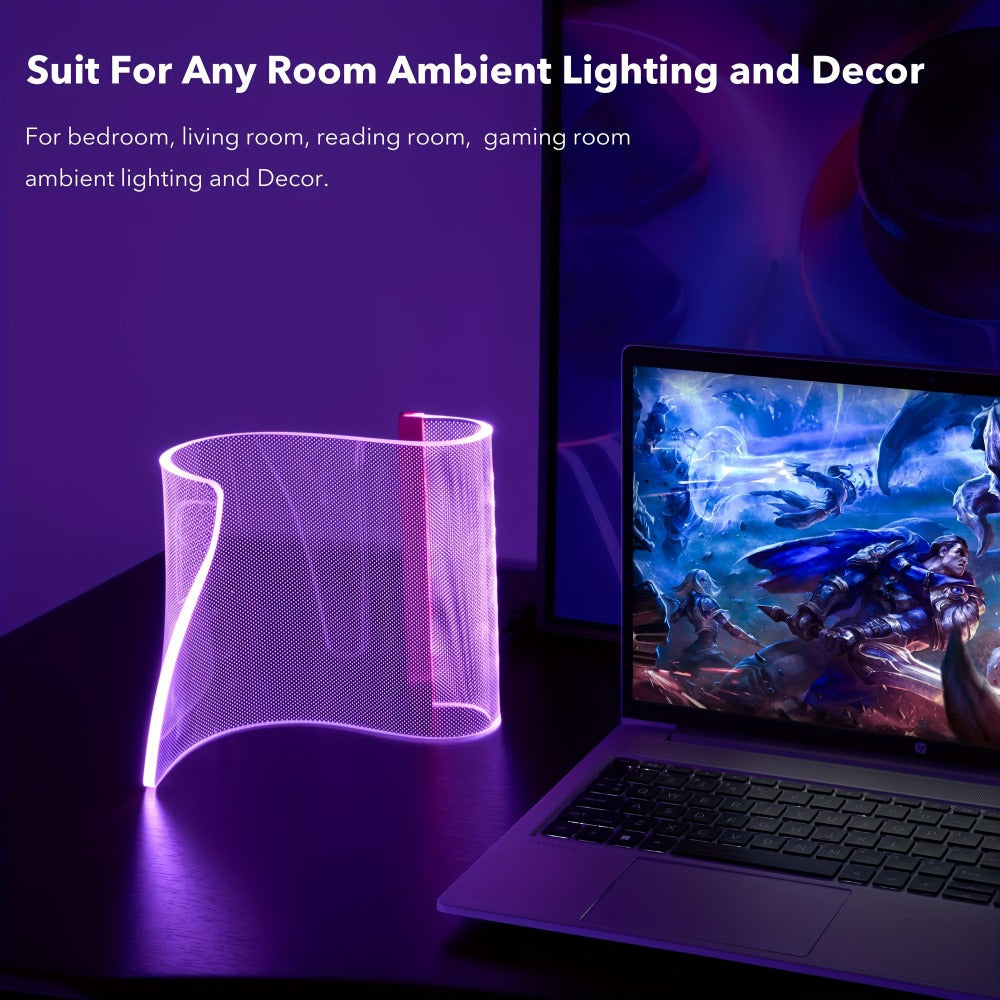 RGB LED Table Lamp Smart APP Remote Control - Dimmable Geometric Metal Desk Lamp USB Powered for Home, Desk and Accent Lighting