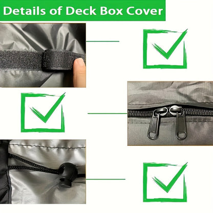 Black Patio Deck Box Cover with Buckle Straps in 51-, 58- or 62-Inch Length Options and Three Profiles