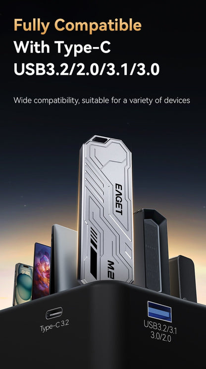 SE910D NVMe SSD Enclosure USB-C 10Gbps, Aluminum M.2 PCIe & NGFF SATA External Case, USB 3.2 Gen 2 Type-C Adapter