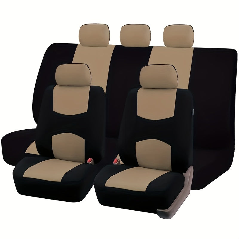 Car Seat Covers 5-Seat Breathable Knit Polyester Set with Front and Rear Pieces in Sixteen Colors