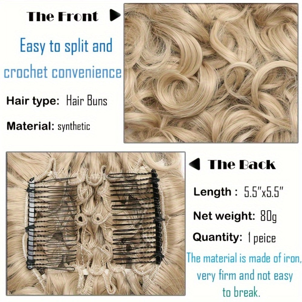 Clip In Hair Bun Extension Messy Bun Chignon Hairpiece – Synthetic Curly Updo with Comb & Scrunchie for Women