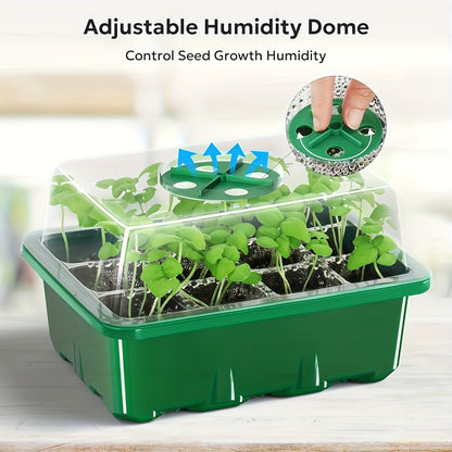 Seed Starting Kit LED Grow Light Timer, Indoor Seedling Tray Dome for Garden, Patio and Yard Use