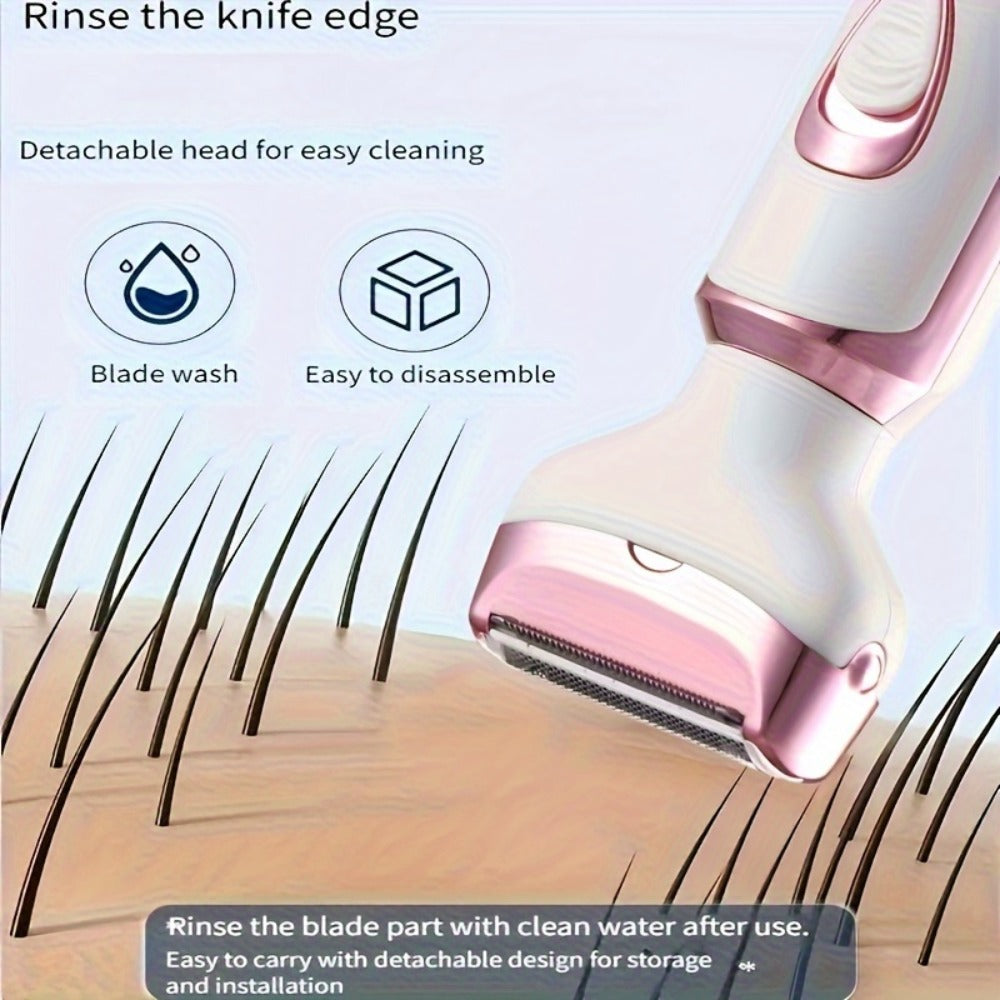 Rechargeable Facial Hair Remover Set for Women with Pink and Purple Multi Tool Options for Grooming