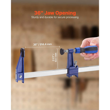 Bar Clamps for Woodworking F Clamp Set, 24" & 36" Cast Iron Jaw, Load, Lockable Slide Bar, 2 or 4-Pack for Furniture Assembly