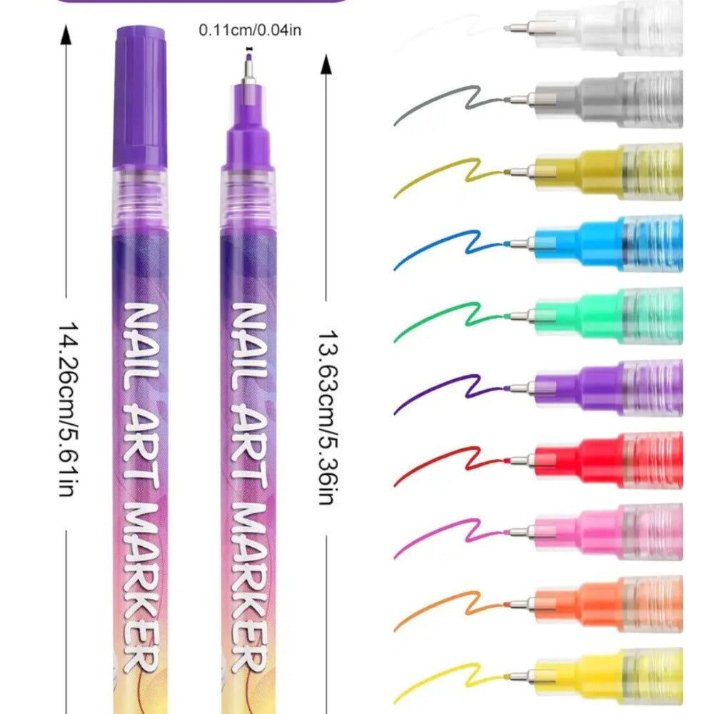 Nail Art Pens 24-Color Water-Based Marker Set with 0.5mm Fine Tips in a Boxed Multicolor Tray