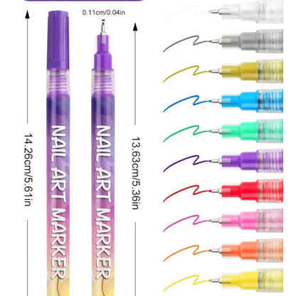 Nail Art Pens 24-Color Water-Based Marker Set with 0.5mm Fine Tips in a Boxed Multicolor Tray