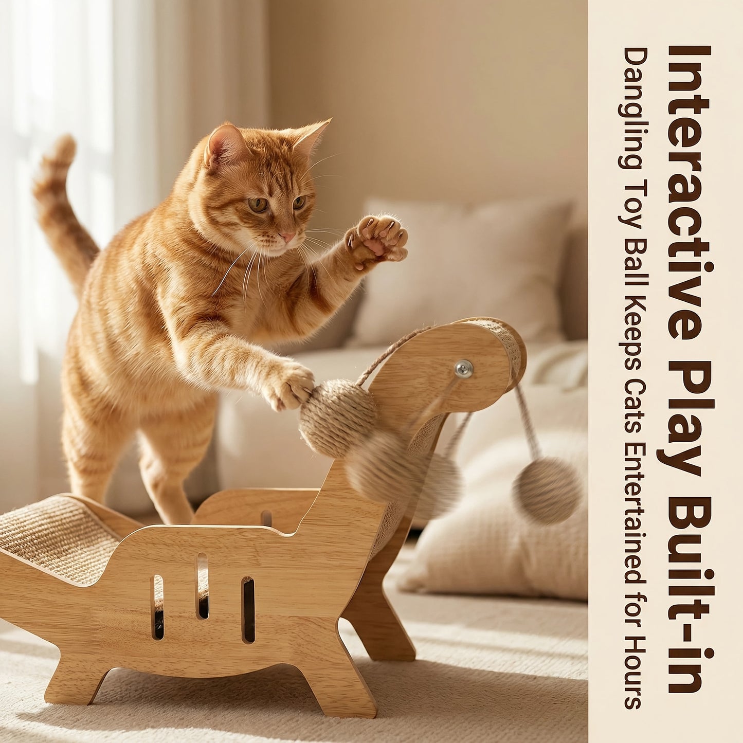 Cat Scratcher Lounge Pad Large Upgraded Sisal for Indoor Cats – Durable Stable Cat Furniture Scratch Board & Resting Mat