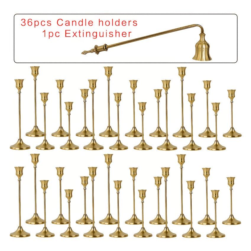 Copper Plated Candlestick Holders Bulk Set for Entryways, Bedrooms and Living Spaces, with the Listed Configuration