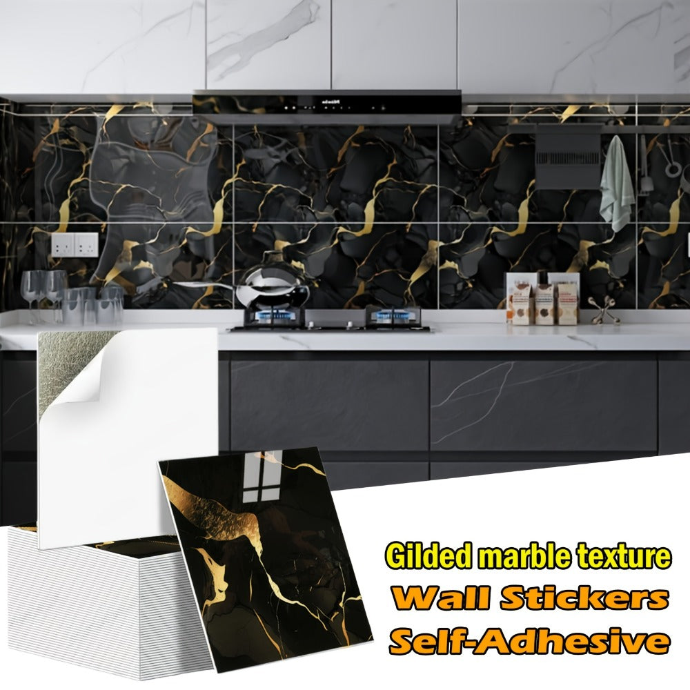 Peel and Stick Wall Tiles 50/100pcs – PVC Marble Self-Adhesive Vinyl Panels for Bathroom Shower Kitchen Living Room TV Backdrop
