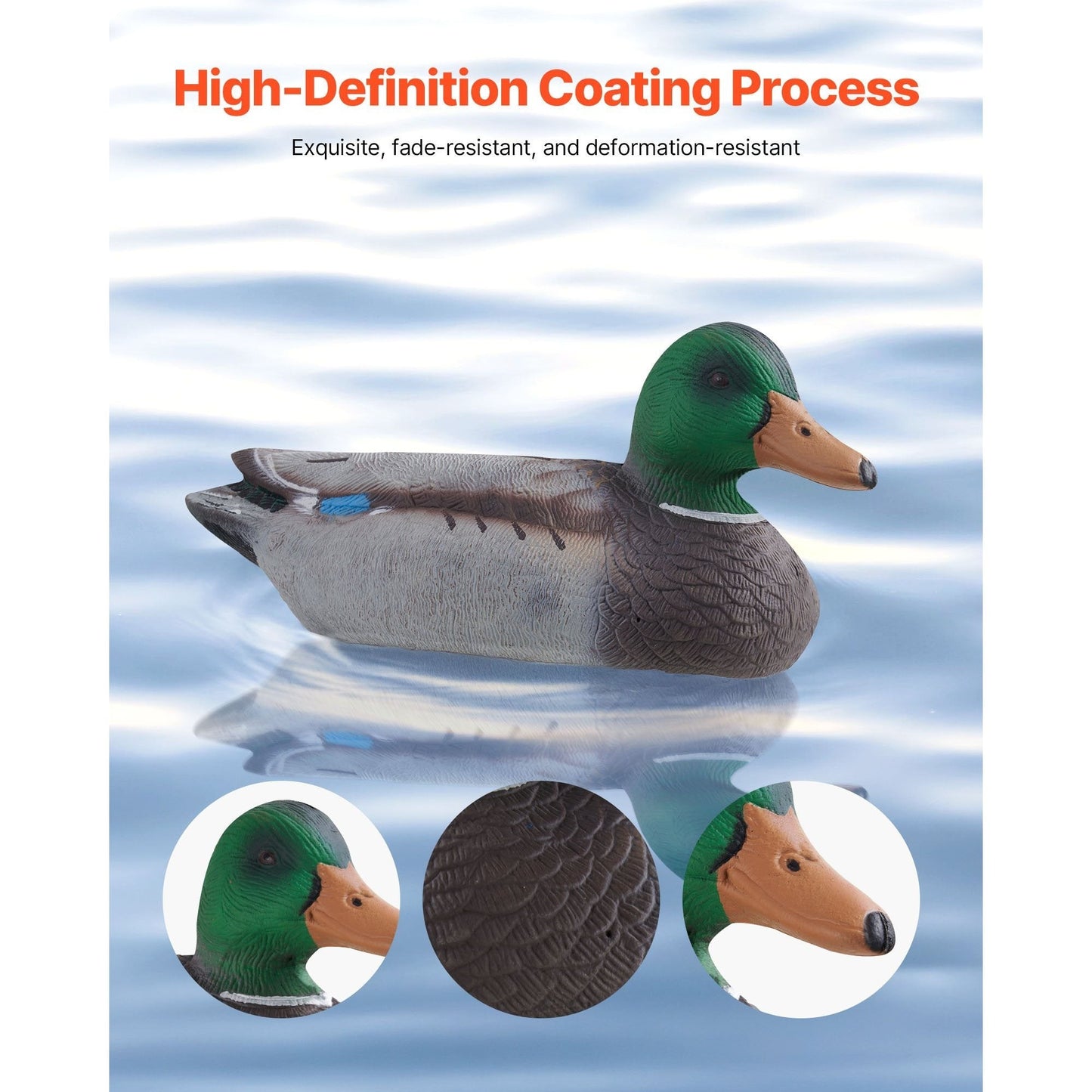 Duck Decoys 6-Pack – Realistic Floating Teal Decoy Set with Bionic Painting, XPE Compression Storage, 3 Male & 3 Female Ducks for Hunting