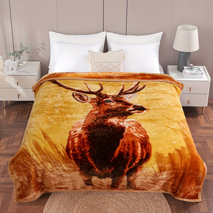 Reversible Plush Blanket 2-Ply 520GSM Milk Velvet - Queen King Size Blanket with Vibrant Animal & Floral Designs