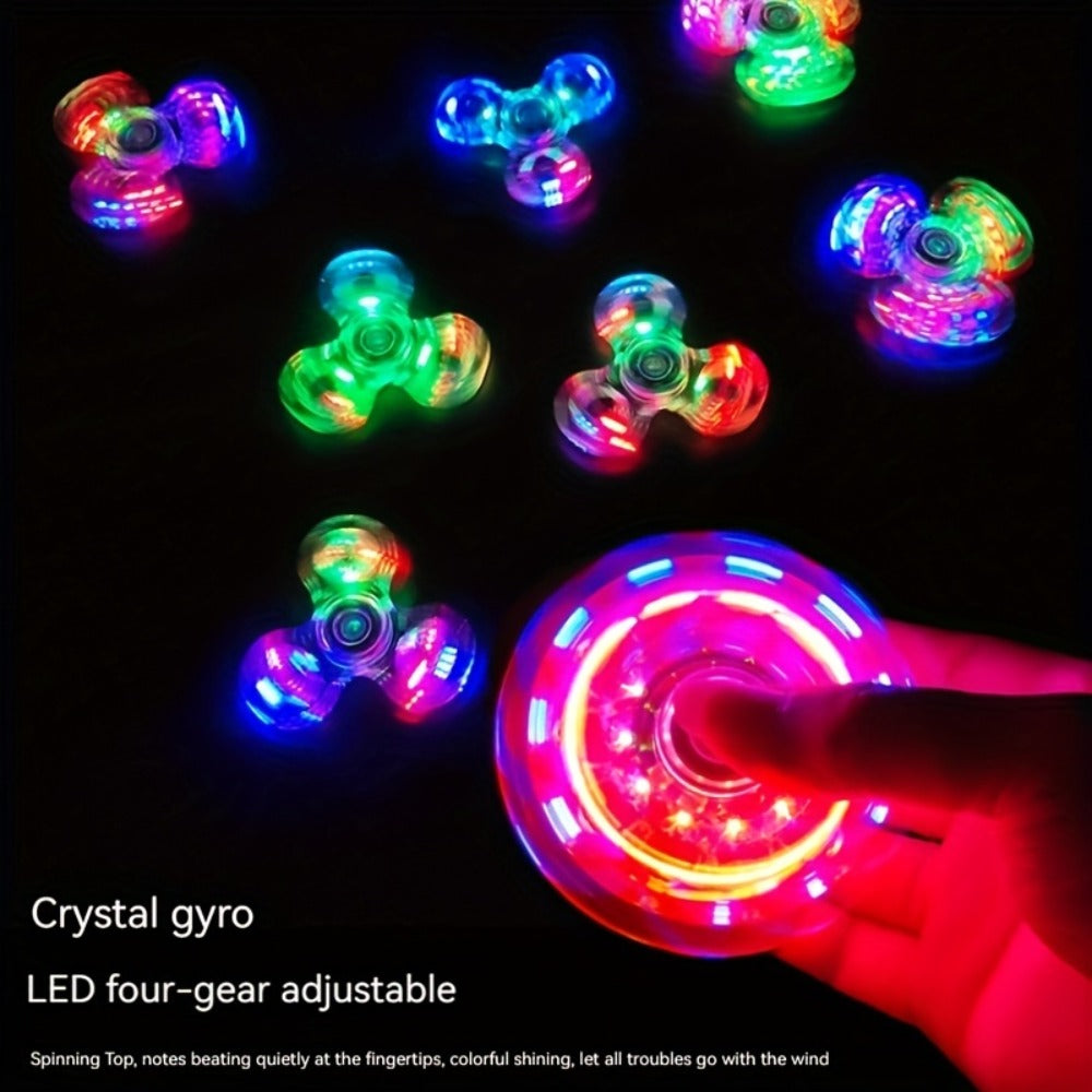 LED Spinning Top Fidget Toy 12 Pack Glow in the Dark Crystal Gyroscope with Vibrant Lights for Parties, Celebrations and Guest Favors