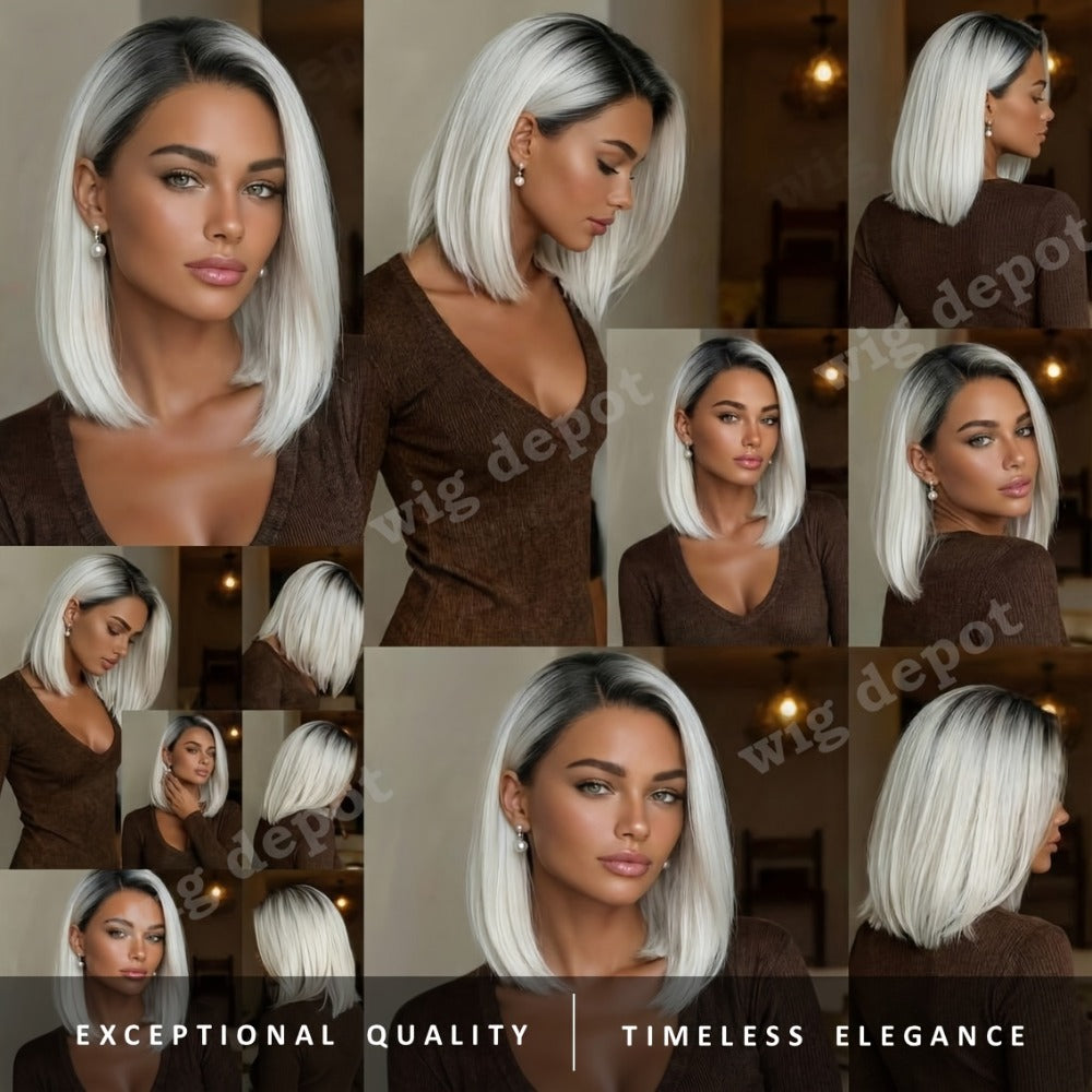 Synthetic Wig 4x1 U-Part Lace Front Bob, 14-Inch Middle Part with Six Color Choices for Cosplay
