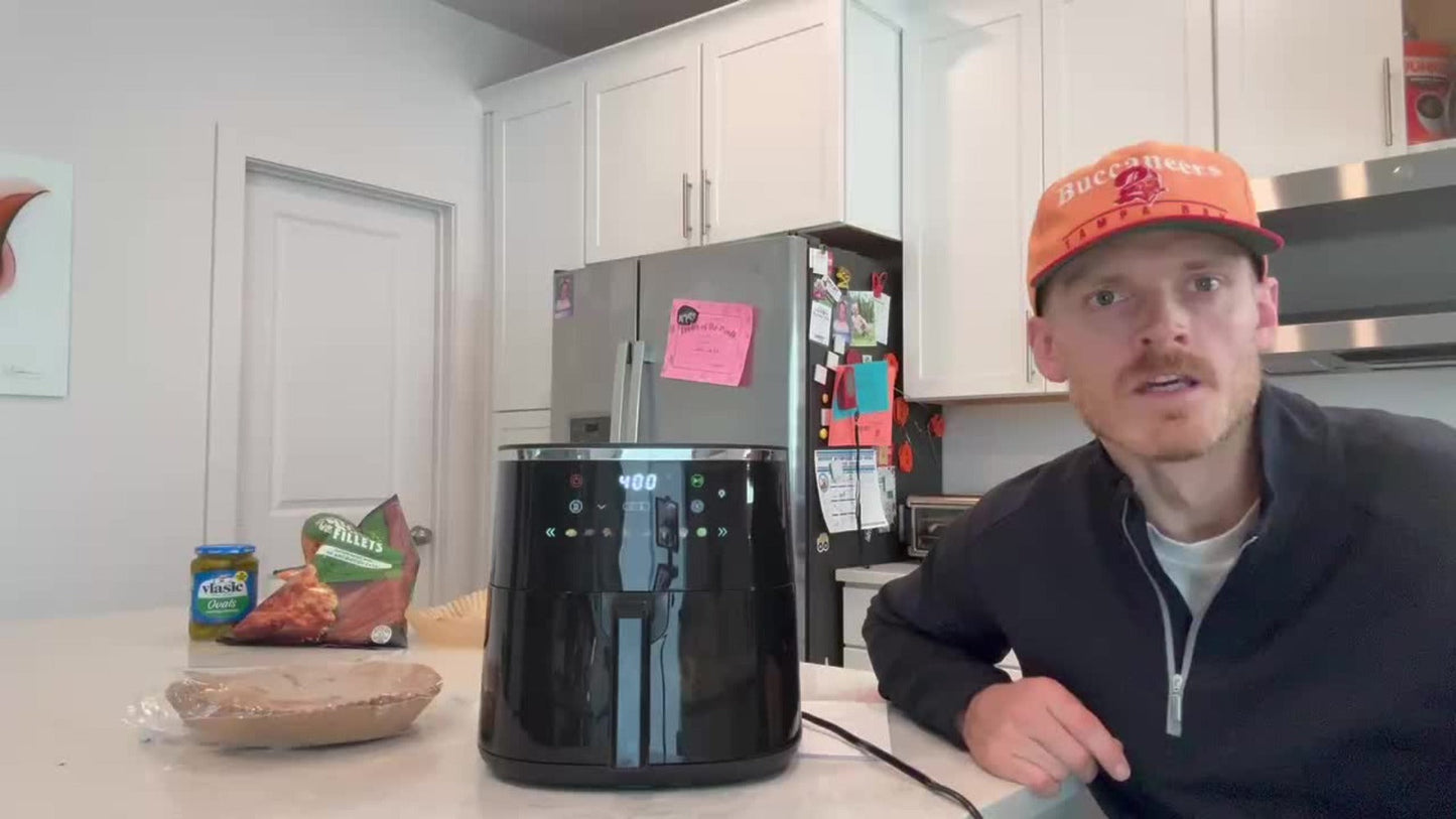 Air Fryer 6QT with 8 Preset Functions, Visible Window, Adjustable Temperature & Timer, Large Oil-Free Cooker for Crispy Fries