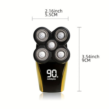 5-in-1 Electric Shaver Kit for Men Wet Dry Rotary Shaver – Bald Head Beard Nose Ear Trimmer with Digital Display