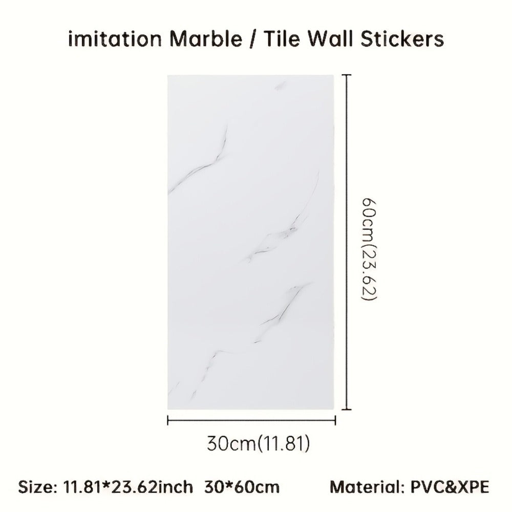 Marble Peel and Stick Wall Panels Self-Adhesive 3D Decorative Tiles – Glossy Marble Sheets, for Entryways, Bedrooms and Living Spaces