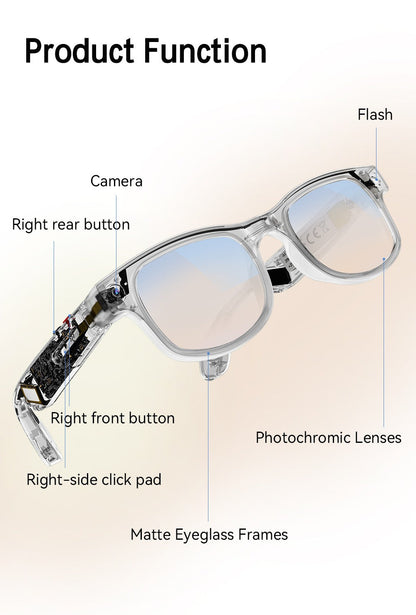 Smart Glasses 8MP Camera Eyewear with Translation, Object Recognition, Touch Control and Bluetooth Calls
