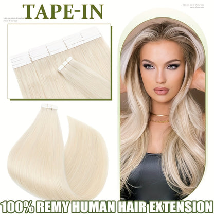Hair Extensions Straight Brazilian Remy Human Hair Tape-In Set with 10 Pieces, 12–24-Inch Lengths and 11 Colors